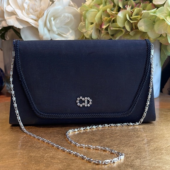 Christian Dior Moire’ Silk Shoulder Bag Clutch - Picture 1 of 16
